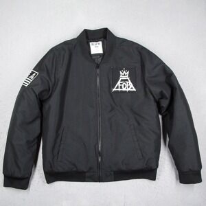 Fall Out Boy Manhead Mens XL Black Bomber Jacket This Is Our Culture Band Merch